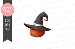 Witch hat on a pumpkin clipart png Product Image 1