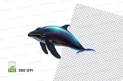 A stylized, vibrantly colored dolphin with a gradient of blu Product Image 1