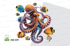 Vibrant underwater scene with octopus and tropical fish Product Image 1