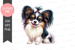 Happy papillon puppy clipart png Product Image 1