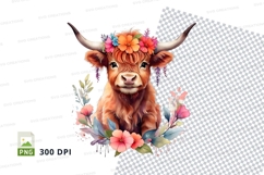 Charming highland cow with floral crown Product Image 1