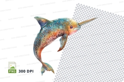 Colorful narwhal clipart Product Image 1