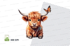 Cute highland cow with butterfly Product Image 1