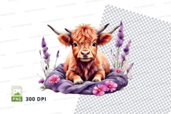 Cute highland cow with flowers Product Image 1