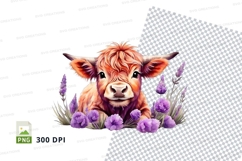 Cute highland cow in flowers Product Image 1