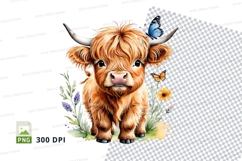 Cute highland cow with butterflies Product Image 1