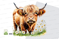 Highland cow in a meadow Product Image 1
