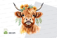 Charming highland cow with floral crown Product Image 1