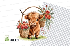 Charming highland cow with flowers Product Image 1