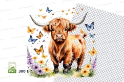 Highland cow with butterflies Product Image 1