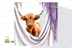 Highland cow with wisteria Product Image 1