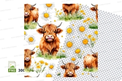 Highland cow in a field of flowers Product Image 1
