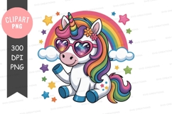 Whimsical unicorn with rainbow and sunglasses Product Image 1