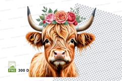 Decorative highland cow clipart png Product Image 1