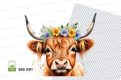 Decorative highland cow clipart png Product Image 1