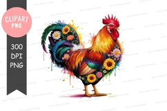Colorful rooster clipart png Product Image 1