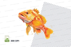 Vibrant orange fish clipart png Product Image 1