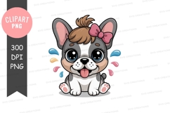 Cute french bulldog puppy with a bow png Product Image 1