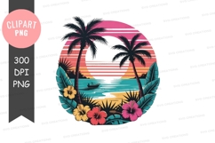 Tropical sunset clipart png Product Image 1