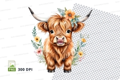 Cute highland cow clipart png Product Image 1