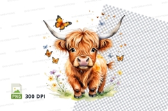 Cute highland cow clipart png Product Image 1
