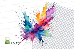 Colorful paint splatter clipart png Product Image 1
