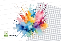 Colorful paint splatter clipart png Product Image 1