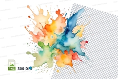 Colorful watercolor splash clipart png Product Image 1