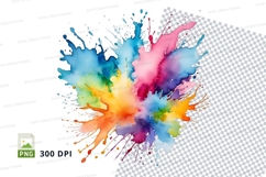 Colorful paint splash clipart png Product Image 1