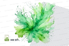 Green watercolor splash clipart png Product Image 1