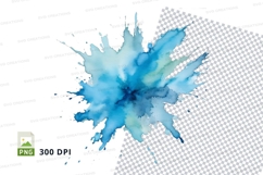 Blue watercolor splash clipart png Product Image 1
