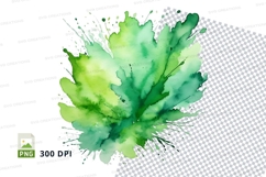Green watercolor splash clipart png Product Image 1