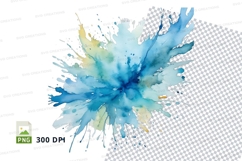 Green watercolor splash clipart png Product Image 1