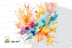 Colorful watercolor splash clipart png Product Image 1