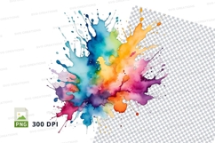 Colorful paint splatter clipart png Product Image 1