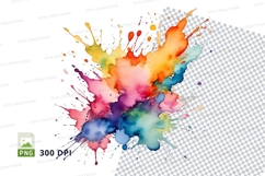 Colorful paint splatter clipart png Product Image 1