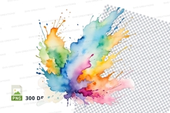 Colorful paint splash clipart png Product Image 1