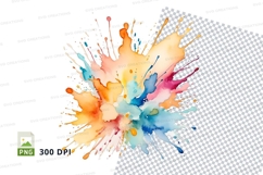 Colorful paint splatter clipart png Product Image 1