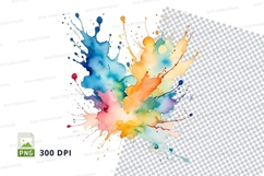 Colorful paint splash clipart png Product Image 1