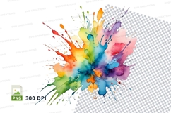 Colorful splatter clipart png Product Image 1