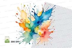 Colorful paint splatter clipart png Product Image 1