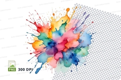 Colorful paint splatter clipart png Product Image 1