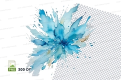 Blue watercolor flower clipart png Product Image 1