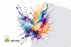 Colorful paint splatter clipart png Product Image 1