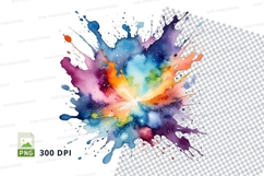 Colorful paint splash clipart png Product Image 1