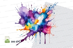 Colorful paint splash clipart png Product Image 1