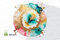 Abstract floral clock clipart png Product Image 1