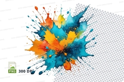 Colorful paint splatter clipart png Product Image 1