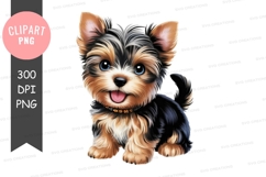 Happy yorkshire terrier puppy clipart png Product Image 1