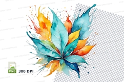 Colorful watercolor leaves clipart png Product Image 1